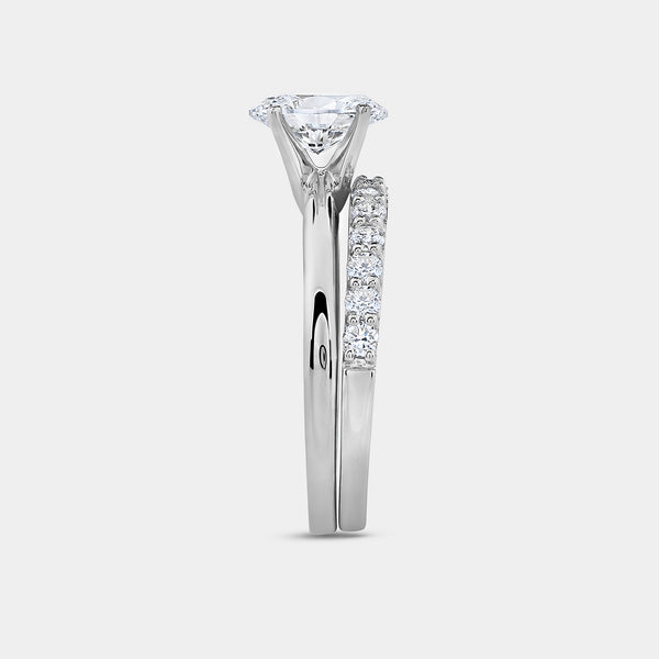 1 and 1/2 Carat Lab-Grown Diamond Solitaire Oval-Shaped Prong-Setting Bridal Set — GILDED New York