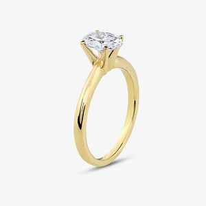 Gilded 1 and 1/2 Carat Lab-Grown Diamond Solitaire Oval-Shaped Prong-Setting Bridal Set