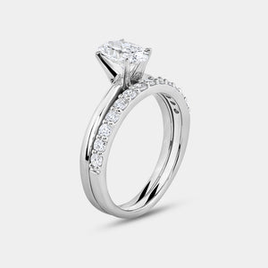 Gilded 1 and 1/2 Carat Lab-Grown Diamond Solitaire Oval-Shaped Prong-Setting Bridal Set