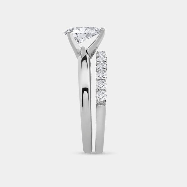 1 and 1/2 Carat Lab-Grown Diamond Solitaire Pear-Shaped Prong-Setting Bridal Set — GILDED New York