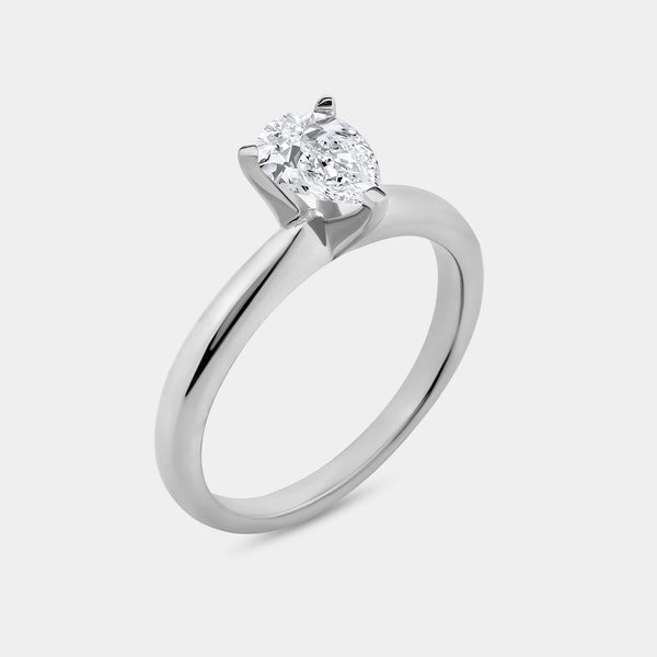 1 and 1/2 Carat Lab-Grown Diamond Solitaire Pear-Shaped Prong-Setting Bridal Set — GILDED New York