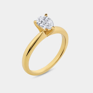 Gilded 1 and 1/2 Carat Lab-Grown Diamond Solitaire Pear-Shaped Prong-Setting Bridal Set