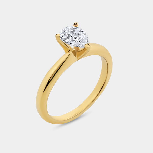 1 and 1/2 Carat Lab-Grown Diamond Solitaire Pear-Shaped Prong-Setting Bridal Set — GILDED New York