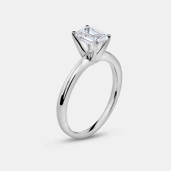 1 and 1/2 Carat Lab-Grown Diamond Solitaire Emerald-Cut Prong-Setting Bridal Set — GILDED New York