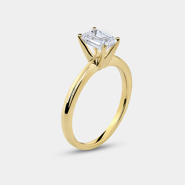 1 and 1/2 Carat Lab-Grown Diamond Solitaire Emerald-Cut Prong-Setting Bridal Set — GILDED New York