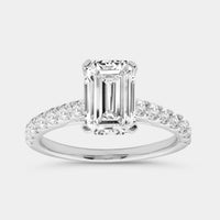 Gilded 2 and 1/2 Carat Emerald-Cut Solitaire Plus Engagement Ring with a Classic Shank