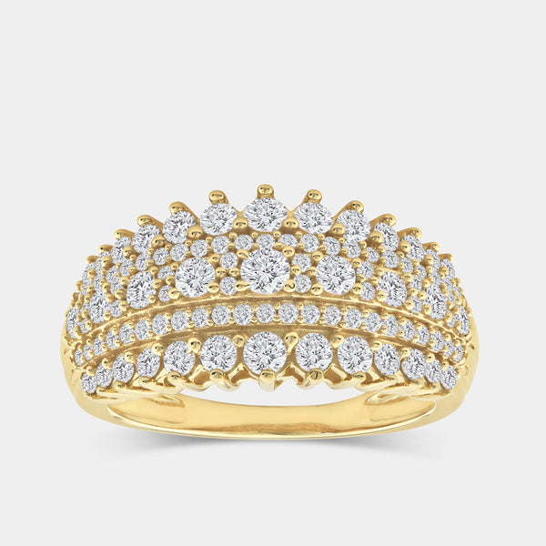 1 Carat Lab-Grown Diamond Five-Row Boat-Shaped Pavé-Prong Combination Anniversary Band — GILDED New York