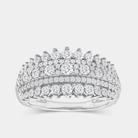 1 Carat Lab-Grown Diamond Five-Row Boat-Shaped Pavé-Prong Combination Anniversary Band — GILDED New York