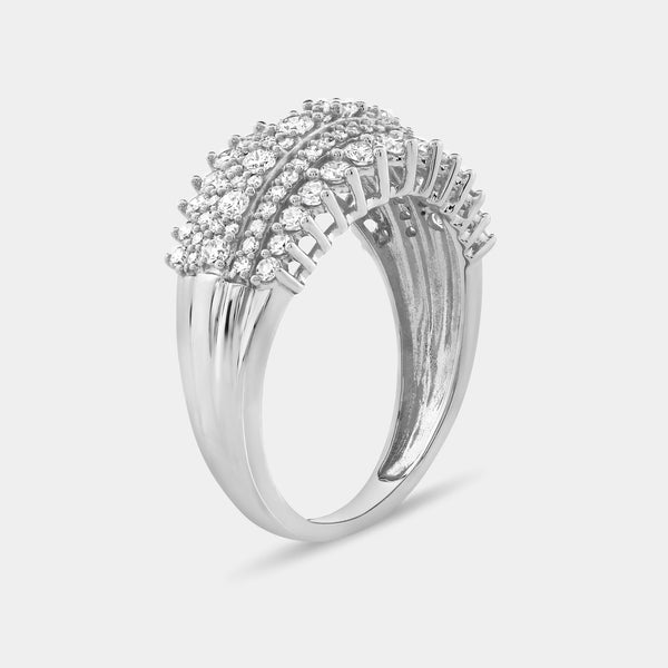 Gilded 1 Carat Lab-Grown Diamond Five-Row Boat-Shaped Pavé-Prong Combination Anniversary Band