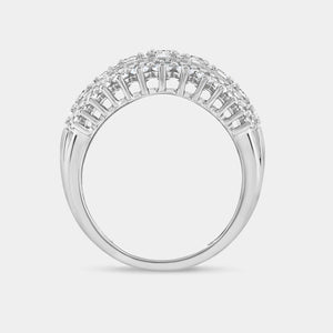 Gilded 1 Carat Lab-Grown Diamond Five-Row Boat-Shaped Pavé-Prong Combination Anniversary Band
