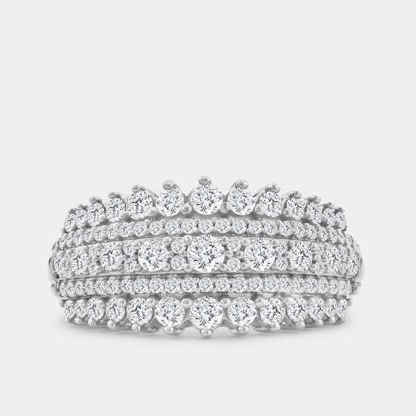 1 Carat Lab-Grown Diamond Five-Row Boat-Shaped Pavé-Prong Combination Anniversary Band — GILDED New York