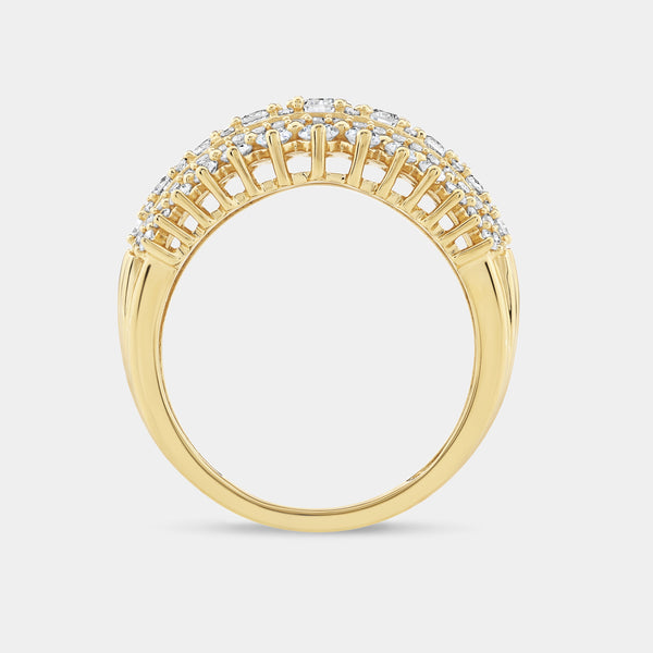 Gilded 1 Carat Lab-Grown Diamond Five-Row Boat-Shaped Pavé-Prong Combination Anniversary Band