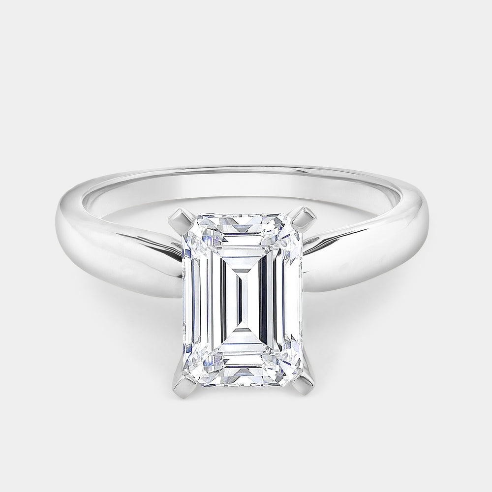 Gilded 2 Carat Lab-Grown Diamond Emerald-Cut Classic Solitaire Ring