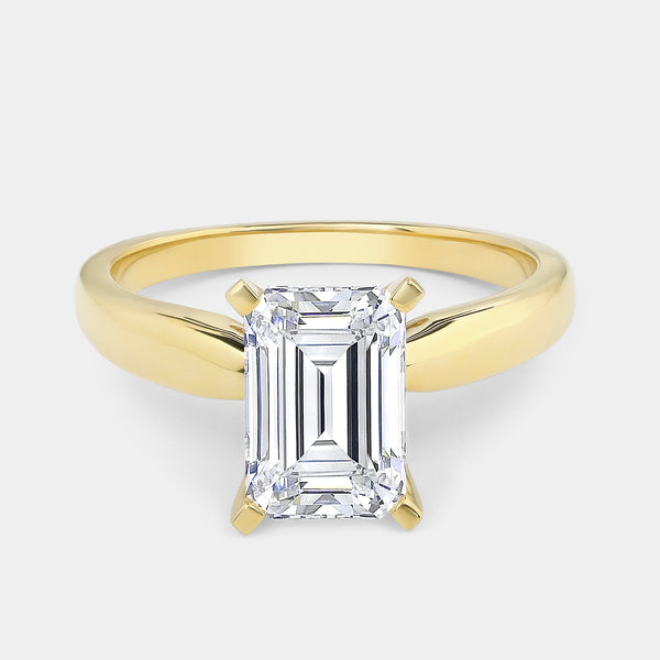 2 Carat Lab-Grown Diamond Emerald-Cut Classic Solitaire Ring — GILDED New York