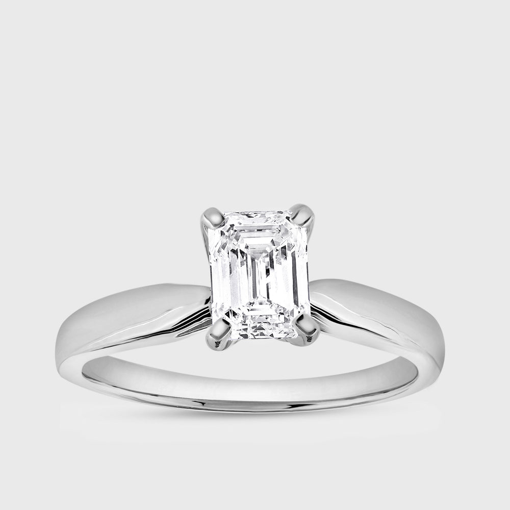 Gilded 1 Carat Lab-Grown Diamond Emerald-Cut Cathedral Solitaire Ring