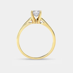 Gilded 1 Carat Lab-Grown Diamond Emerald-Cut Classic Solitaire Ring