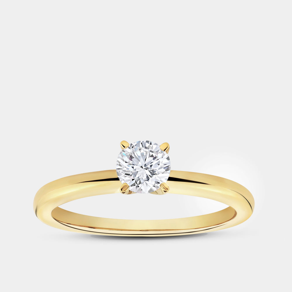 Gilded 1/2 Carat Lab-Grown Diamond Round-Shaped Classic Solitaire Ring