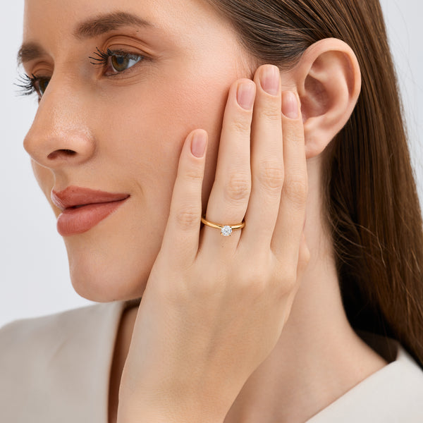 1/2 Carat Lab-Grown Diamond Round-Shaped Classic Solitaire Ring — GILDED New York