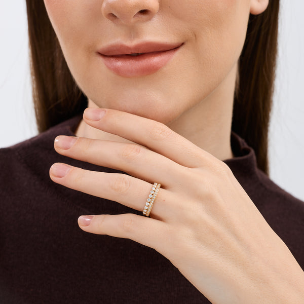 Gilded 1/2 Carat Lab-Grown Diamond Two-Row Crown-Inspired Anniversary Band