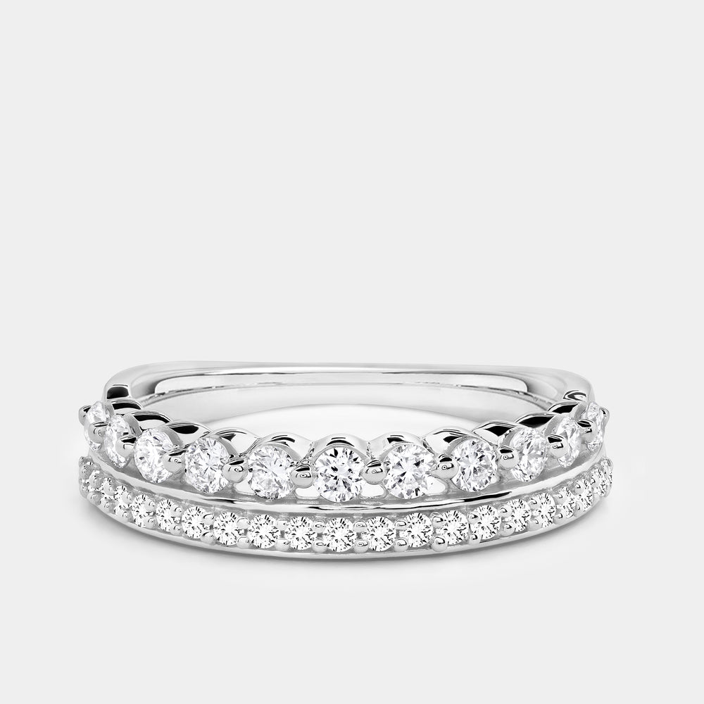 Gilded 1/2 Carat Lab-Grown Diamond Two-Row Crown-Inspired Anniversary Band