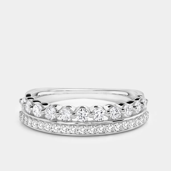 Gilded 1/2 Carat Lab-Grown Diamond Two-Row Crown-Inspired Anniversary Band