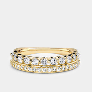 Gilded 1/2 Carat Lab-Grown Diamond Two-Row Crown-Inspired Anniversary Band