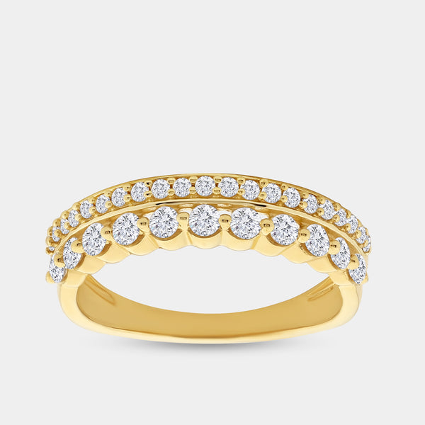 Gilded 1/2 Carat Lab-Grown Diamond Two-Row Crown-Inspired Anniversary Band
