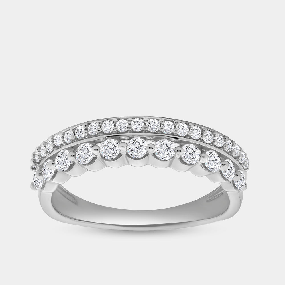 Gilded 1/2 Carat Lab-Grown Diamond Two-Row Crown-Inspired Anniversary Band