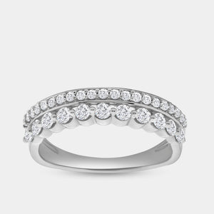 Gilded 1/2 Carat Lab-Grown Diamond Two-Row Crown-Inspired Anniversary Band