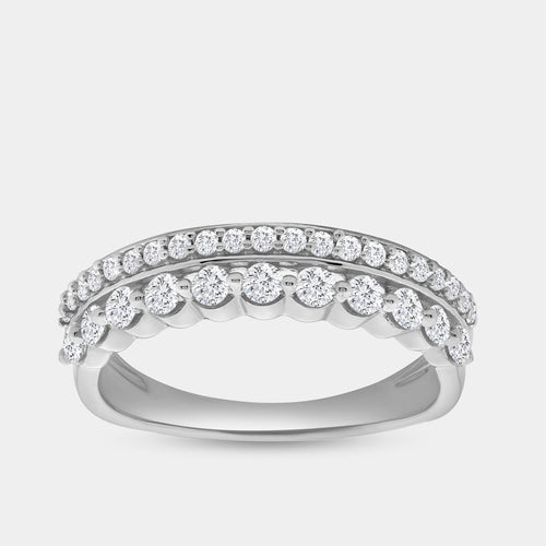 Gilded 1/2 Carat Lab-Grown Diamond Two-Row Crown-Inspired Anniversary Band