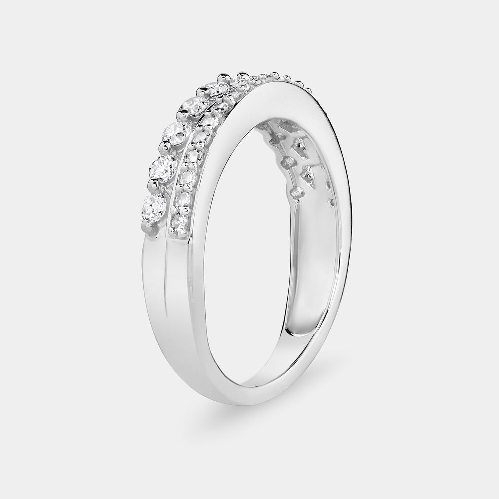 Gilded 1/2 Carat Lab-Grown Diamond Two-Row Crown-Inspired Anniversary Band