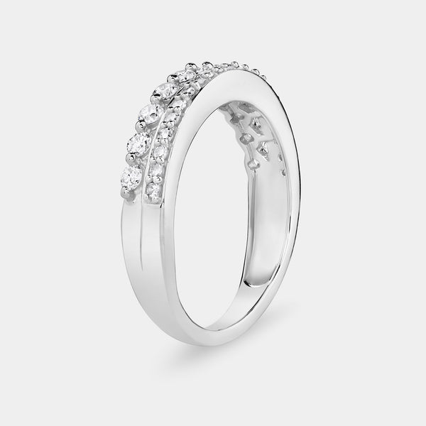 Gilded 1/2 Carat Lab-Grown Diamond Two-Row Crown-Inspired Anniversary Band