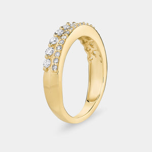 Gilded 1/2 Carat Lab-Grown Diamond Two-Row Crown-Inspired Anniversary Band