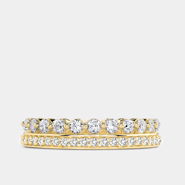 1/2 Carat Lab-Grown Diamond Two-Row Crown-Inspired Anniversary Band — GILDED New York