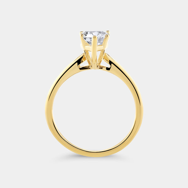 1 and 1/2 Carat Lab-Grown Diamond Pear-Shaped Classic Solitaire Ring — GILDED New York