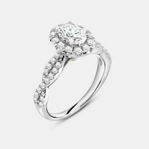 Gilded 1 and 3/4 Carat Lab-Grown Diamond Oval-Shaped Halo Engagement Ring Set