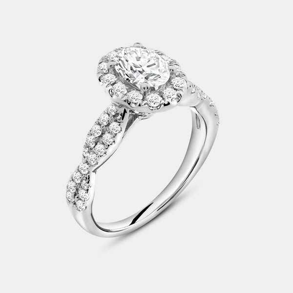 1 and 3/4 Carat Lab-Grown Diamond Oval-Shaped Halo Engagement Ring Set — GILDED New York