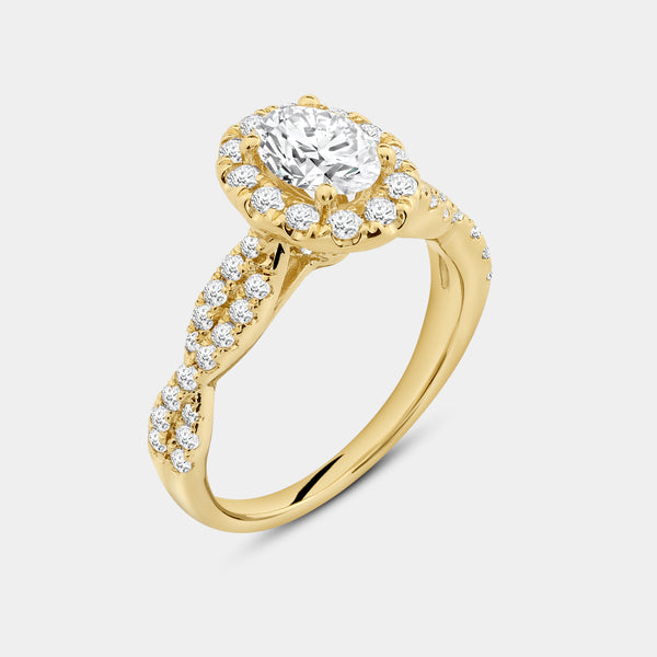 1 and 3/4 Carat Lab-Grown Diamond Oval-Shaped Halo Engagement Ring Set — GILDED New York