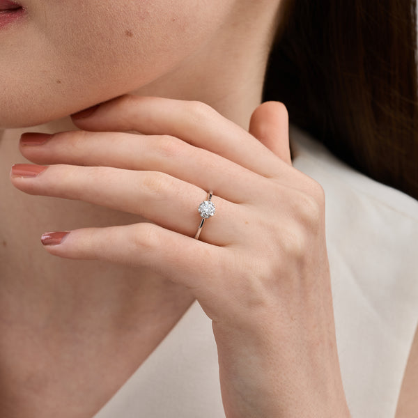 1/2 Carat Lab-Grown Diamond Round-Shaped Hidden Halo Engagement Ring — GILDED New York