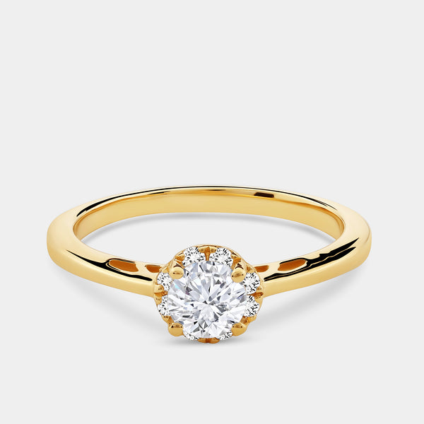 1/2 Carat Lab-Grown Diamond Round-Shaped Hidden Halo Engagement Ring — GILDED New York