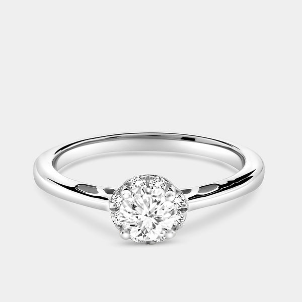 1/2 Carat Lab-Grown Diamond Round-Shaped Hidden Halo Engagement Ring — GILDED New York