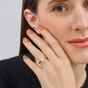 Gilded 1 Carat Lab-Grown Diamond Round-Shaped Hidden Halo Engagement Ring