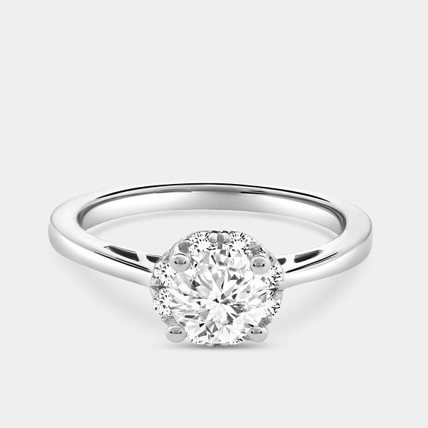 Gilded 1 Carat Lab-Grown Diamond Round-Shaped Hidden Halo Engagement Ring