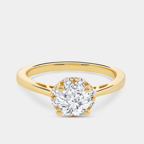 Gilded 1 Carat Lab-Grown Diamond Round-Shaped Hidden Halo Engagement Ring