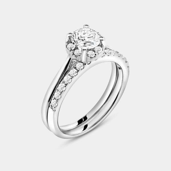 1 Carat Lab-Grown Diamond Round-Shaped Hidden Halo Engagement Ring Set — GILDED New York