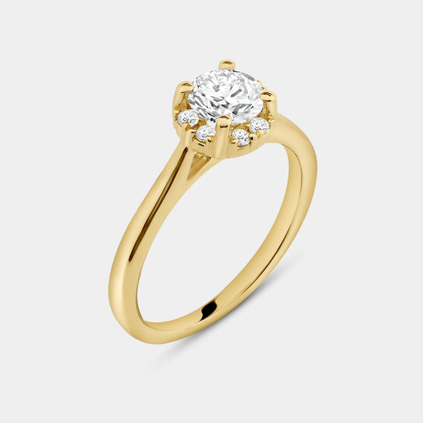 1 Carat Lab-Grown Diamond Round-Shaped Hidden Halo Engagement Ring Set — GILDED New York