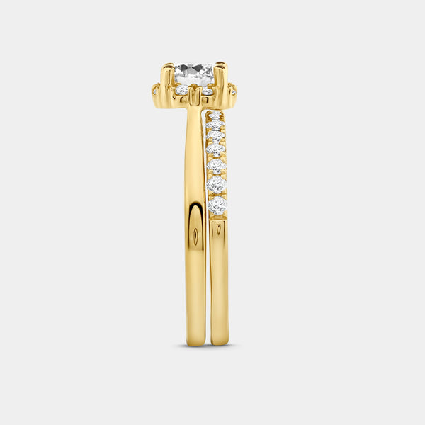 1 Carat Lab-Grown Diamond Round-Shaped Hidden Halo Engagement Ring Set — GILDED New York