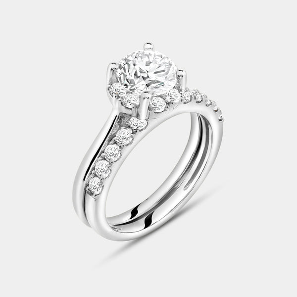 2 Carat Lab-Grown Diamond Round-Shaped Hidden Halo Engagement Ring Set — GILDED New York