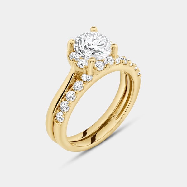 2 Carat Lab-Grown Diamond Round-Shaped Hidden Halo Engagement Ring Set — GILDED New York