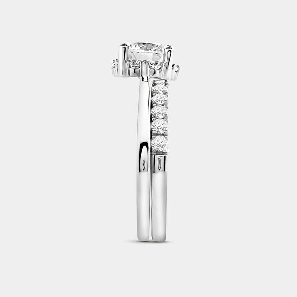 2 Carat Lab-Grown Diamond Round-Shaped Hidden Halo Engagement Ring Set — GILDED New York